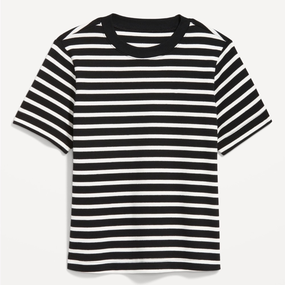 ⛱️🔥Old Navy - Black and White Heavyweight Striped Crew Neck Tee - L